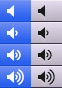 image sprite of speaker icon in active and inactive quiet to loud states